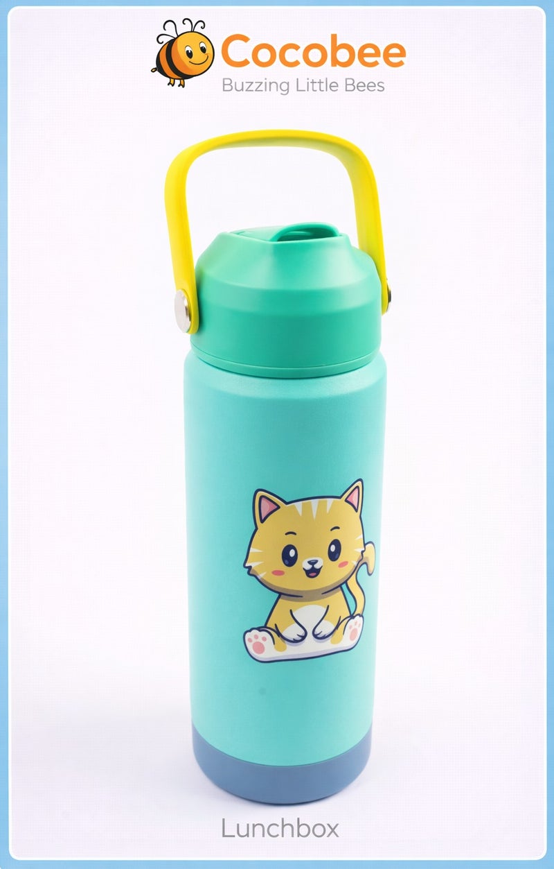 Cocobee-Insulated Stainless Steel Water Bottle, Leakproof, Soft Handle Grip, Odour Free, 500Ml, 3 Years+ - Green - Image 1