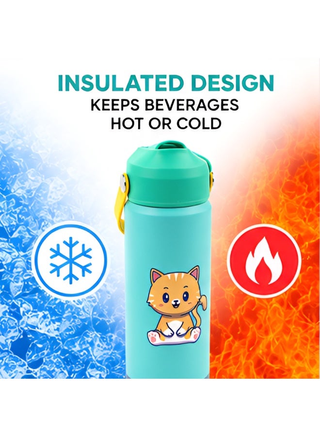 Cocobee-Insulated Stainless Steel Water Bottle, Leakproof, Soft Handle Grip, Odour Free, 500Ml, 3 Years+ - Green - Image 5