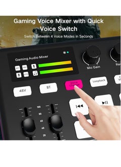 Brinaoki Gaming Audio Interface, Pro-preamp with 48V Phantom Power, Voice Changer & DJ Mixer Effects, RGB Lighting for Live Streaming, Podcasting, Recording, Stream Deck Compatible, Gaming Audio Mixer  - Image 2