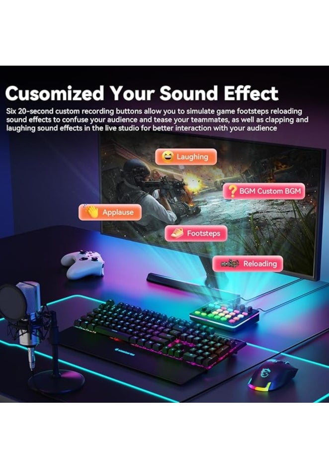 Brinaoki - Gaming Audio Interface, Pro-preamp with 48V Phantom Power, Voice Changer & DJ Mixer Effects, RGB Lighting for Live Streaming, Podcasting, Recording, Stream Deck Compatible, Gaming Audio Mixer - Image 1