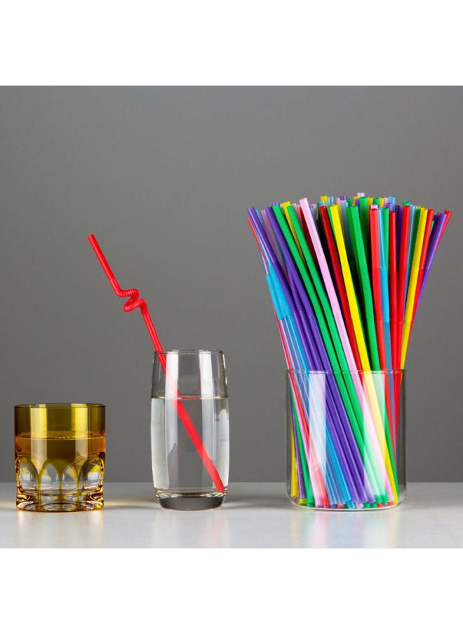 Generic - Factory Direct Sales Double Child Art Straw Creative DIY Color Elbow Straw Plastic Disposable Juice Straw-Color:Double Child# Transparent-Specifications:6 * 260mm 50 PCs/bag - Image 1