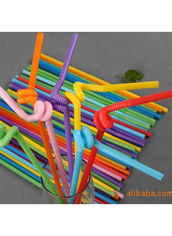 Generic - Factory Direct Sales Double Child Art Straw Creative DIY Color Elbow Straw Plastic Disposable Juice Straw-Color:Double Child# Transparent-Specifications:6 * 260mm 50 PCs/bag - Image 1