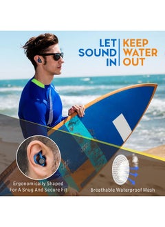 Hearprotek 2 Pairs Ear Plugs For Swimming Adults Hearprotek Reusable Custom Fit Swim Water Ear Plugs Men Women For Swimmers Shower Pool Bath Surfing Kayaking Canoeing(Blue)  - Image 3
