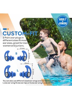 Hearprotek 2 Pairs Ear Plugs For Swimming Adults Hearprotek Reusable Custom Fit Swim Water Ear Plugs Men Women For Swimmers Shower Pool Bath Surfing Kayaking Canoeing(Blue)  - Image 4