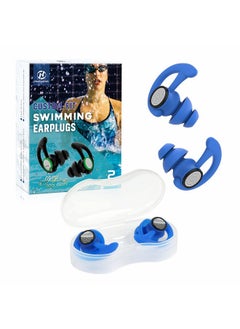 Hearprotek 2 Pairs Ear Plugs For Swimming Adults Hearprotek Reusable Custom Fit Swim Water Ear Plugs Men Women For Swimmers Shower Pool Bath Surfing Kayaking Canoeing(Blue)  - Image 2