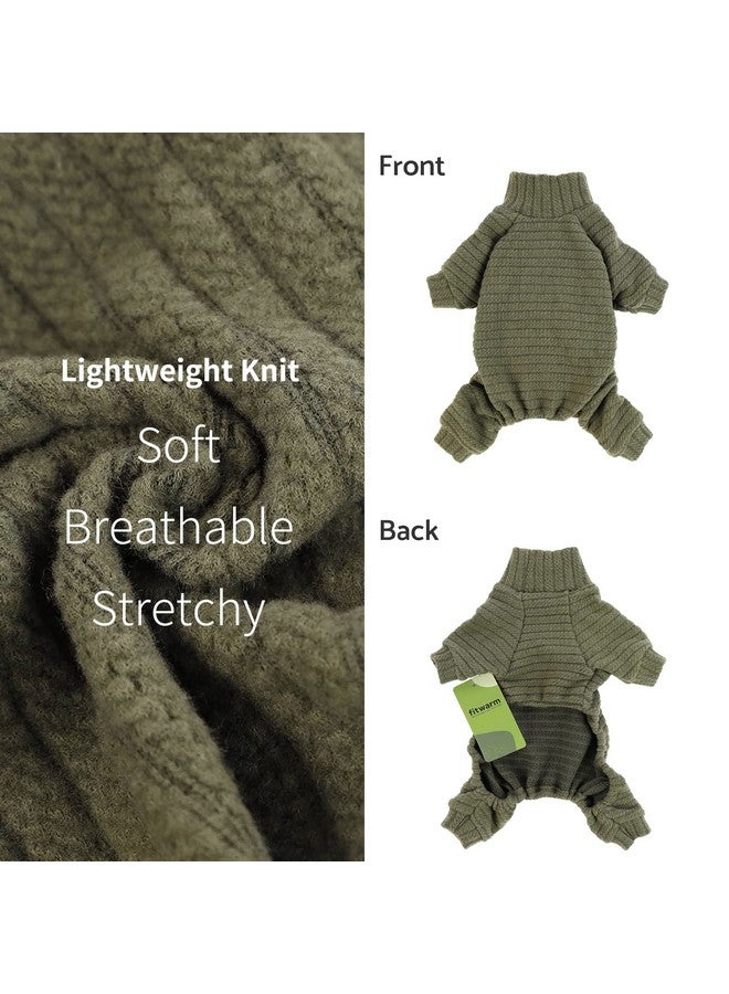 فيت وورم سترة كلاب محبوكة ذات رقبة مدورة، بيجامات للجراء، ملابس شتوية حرارية للكلاب، معاطف للحيوانات الأليفة، ملابس قطط، أخضر، مقاس صغير جدًا - Image 5