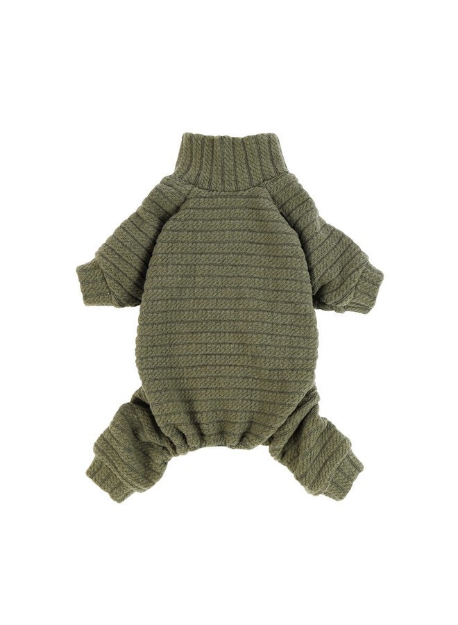 فيت وورم سترة كلاب محبوكة ذات رقبة مدورة، بيجامات للجراء، ملابس شتوية حرارية للكلاب، معاطف للحيوانات الأليفة، ملابس قطط، أخضر، مقاس صغير جدًا - Image 1