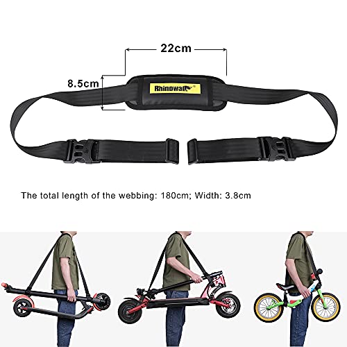 Rhinowalk Scooter Shoulder Strap Adjustable Kick Scooter Carrying Strap with Shoulder Pad for Electric Scooter Foldable Bicycle Kids Bikes - Image 3
