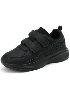 Sky View Boys Girls Sneakers Hook and Loop Kids Sports Shoes Unisex Lightweight Breathable Athletic Running Tennis Fitness School Shoes for Toddler/Little Kid/Big Kid Black  - Image 1