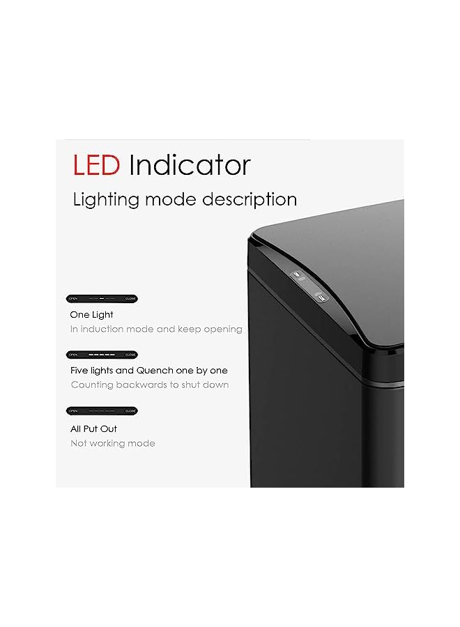 Zaboon Tech 13 Gallon 50 L Stainless Steel Automatic Smart Waste Bin Touchless Sensor Trash Can For Restaurants And Industrial Settings 13 Gallon 50 Litres Black - Image 4