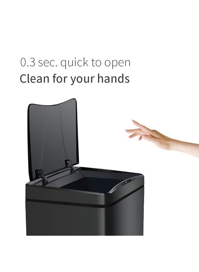 Zaboon Tech 13 Gallon 50 L Stainless Steel Automatic Smart Waste Bin Touchless Sensor Trash Can For Restaurants And Industrial Settings 13 Gallon 50 Litres Black - Image 3