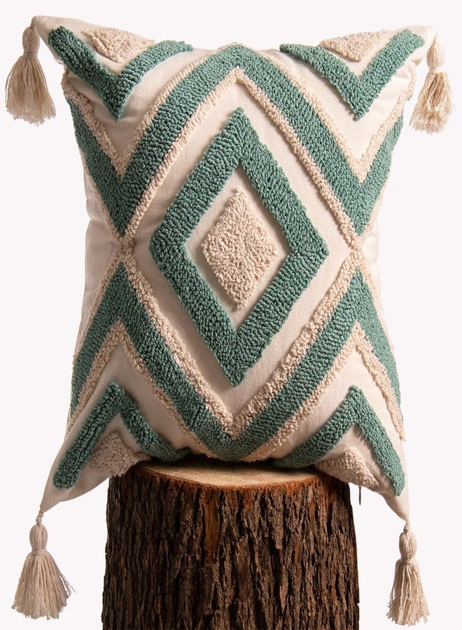 lifein 18x18 Pillow Covers-Throw Pillow Cover,Tufted Boho Jacquard Pillow Covers,Farmhouse Decorative Pillow Cover,Pillow Cases for Gift,Couch,Sofa,Bed,Chair,Living Room,Home Decor(18x18inch) - Image 1
