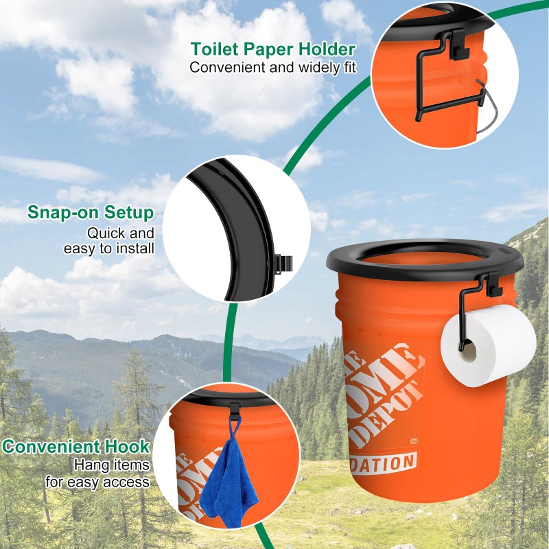 PAHTTO Bucket Toilet Seat, Portable Toilet Seat for 5 Gal Buckets, Camping Seat for Pail, Snap-on Bucket Seat for Outdoor, Camping, Hiking, Emergency, Car, Boat, RV Travel (Bucket Not Included) - Image 2