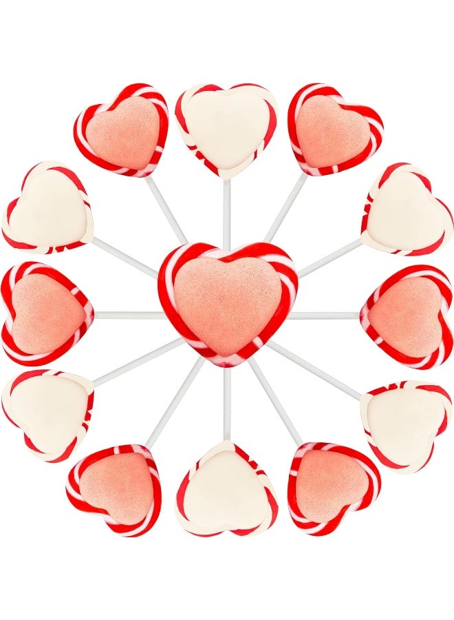 Fruidles Valentine's Red and White Swirl Heart Lollipop Candy Sucker Assorted, Individually Wrapped (12-Pack) - Image 3