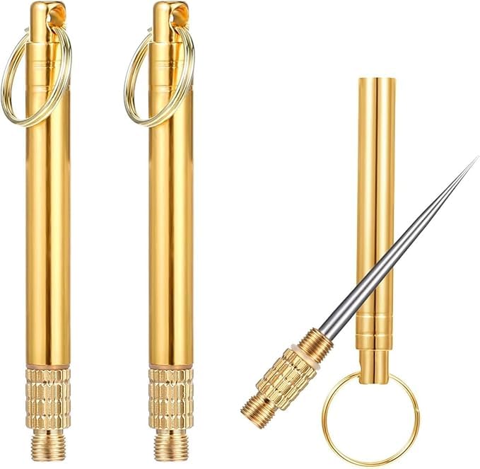 FAGVA Brass Titanium Alloy Toothpick Set Teethpick Holder with Key Ring Design Portableni Size for Indoor Outdoor Use Pack Of 1 - Image 1