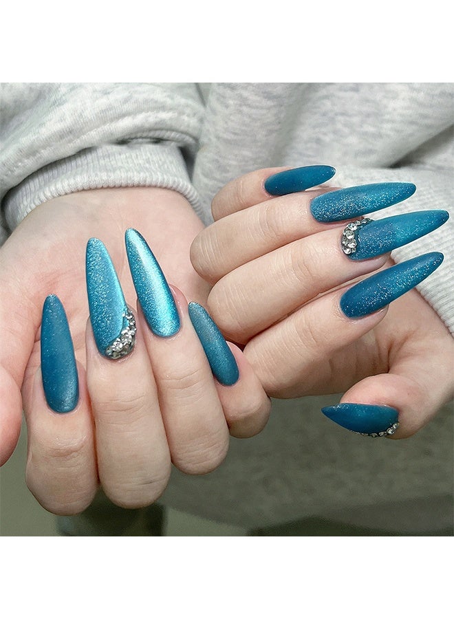 XEIJAYI Uv Led Gel Polish, Blue Cat Eye Gel Nail Polish, Magnetic Shimmer UV/LED Soak-Off Nail Gel, Long-Lasting Glitter Varnish for Salon & Home Manicure 10ml - Image 3