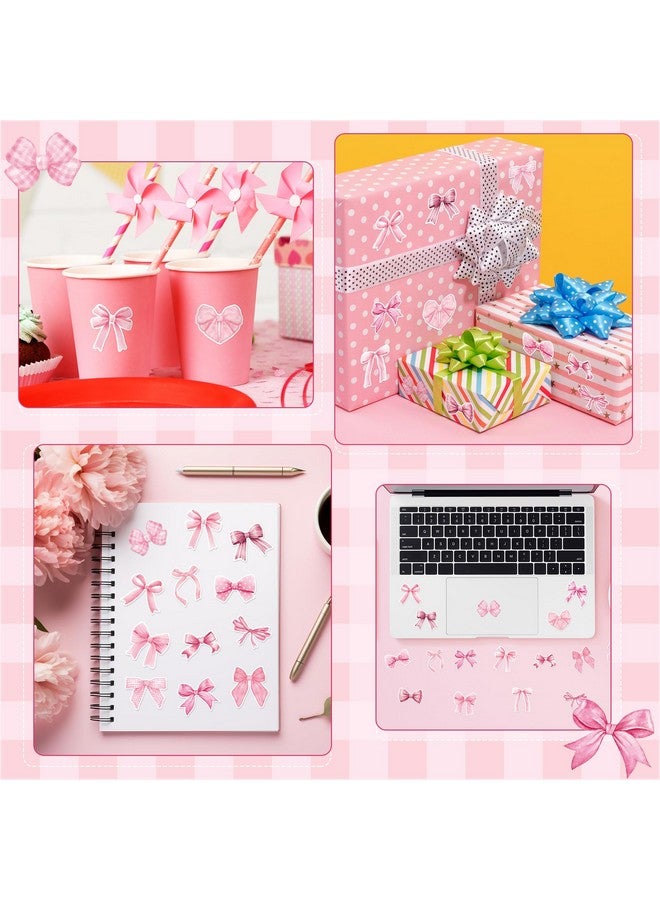 BeYumi Pink Bows Sticker Roll - 1000Pcs Coquette Pink Bows Stickers In 2 Rolls Waterproof Vinyl Girly Bows Aesthetic Decal For Gift Laptop Bottle Scrapbooking Luggage Computer Envelope Decor For Kids - Image 5