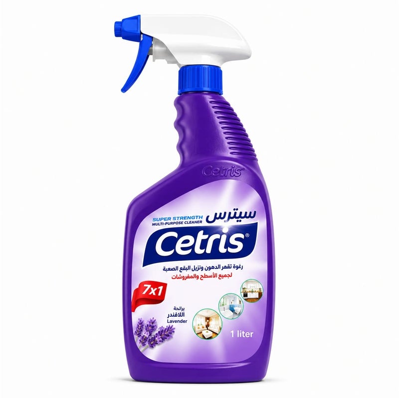 Cetris 7 in 1 Multi-Purpose Foam Cleaner Lavender Scent for Tough Stains & Grease Removal on Surfaces and Fabrics 1L - Image 1
