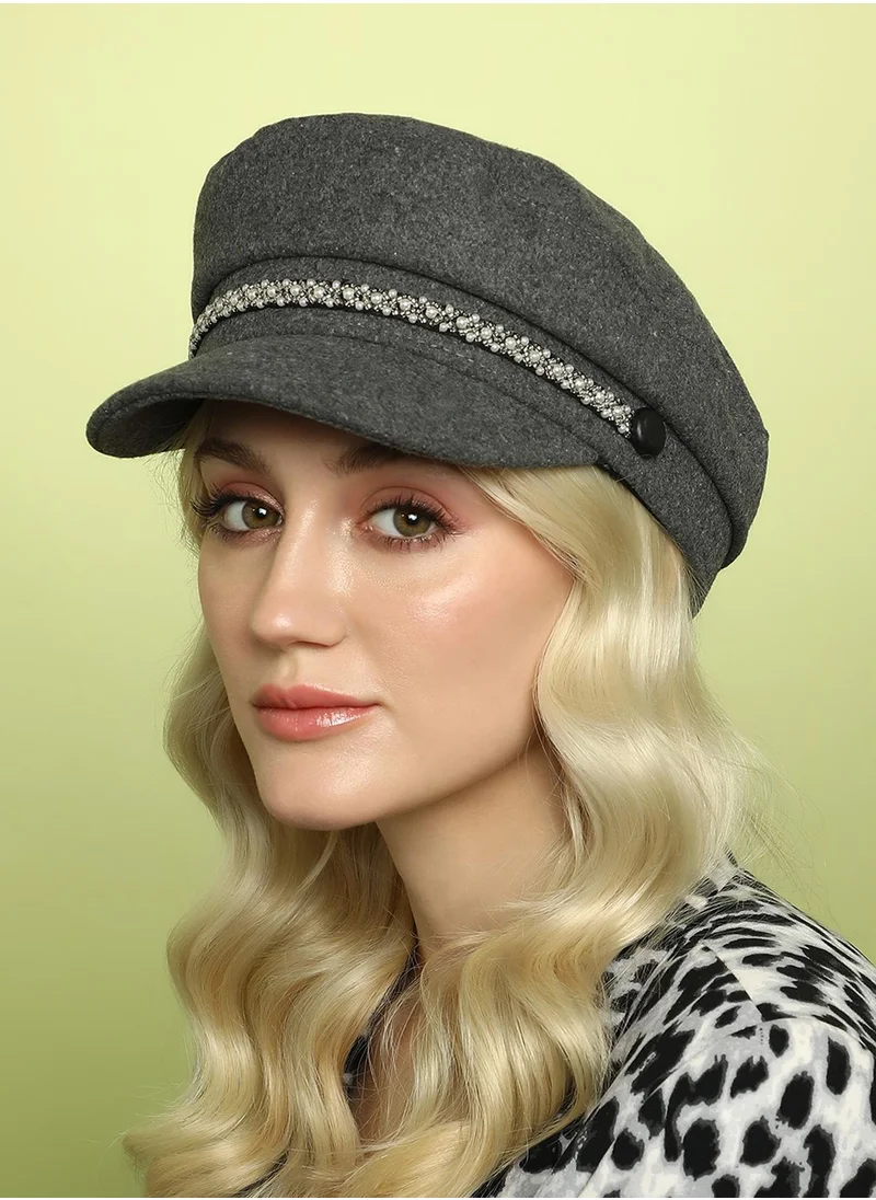 Haute Sauce Embellish-Lined Breton Cap - Charcoal Grey