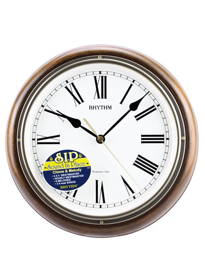 Rhythm Cmh723cr06 27cm Wooden Creative Silent European Style Wall Clock For Living Room - Image 1