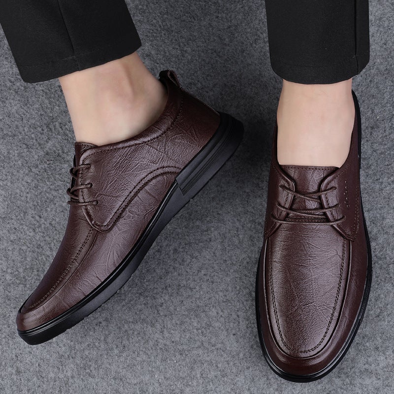 Plus Size 46 Business Casual Leather Shoes Men'S Flat Driving Shoes Four Seasons Lace-Up Professional Work Shoes Cowhide Men'S Shoes - Image 3