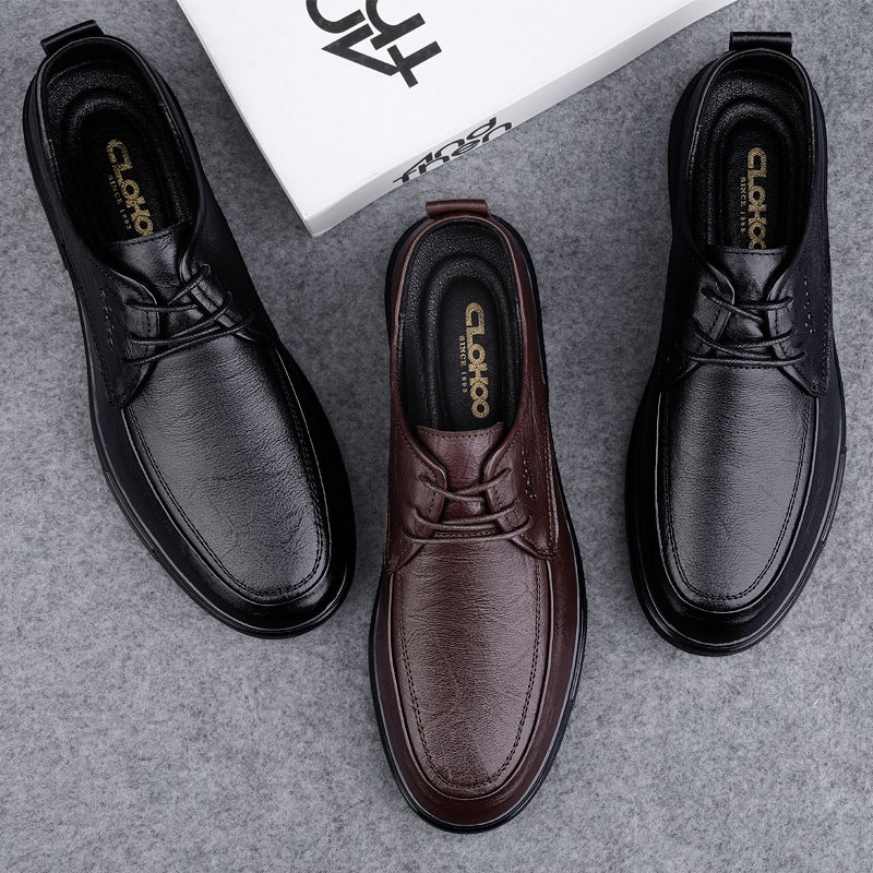 Plus Size 46 Business Casual Leather Shoes Men'S Flat Driving Shoes Four Seasons Lace-Up Professional Work Shoes Cowhide Men'S Shoes - Image 4