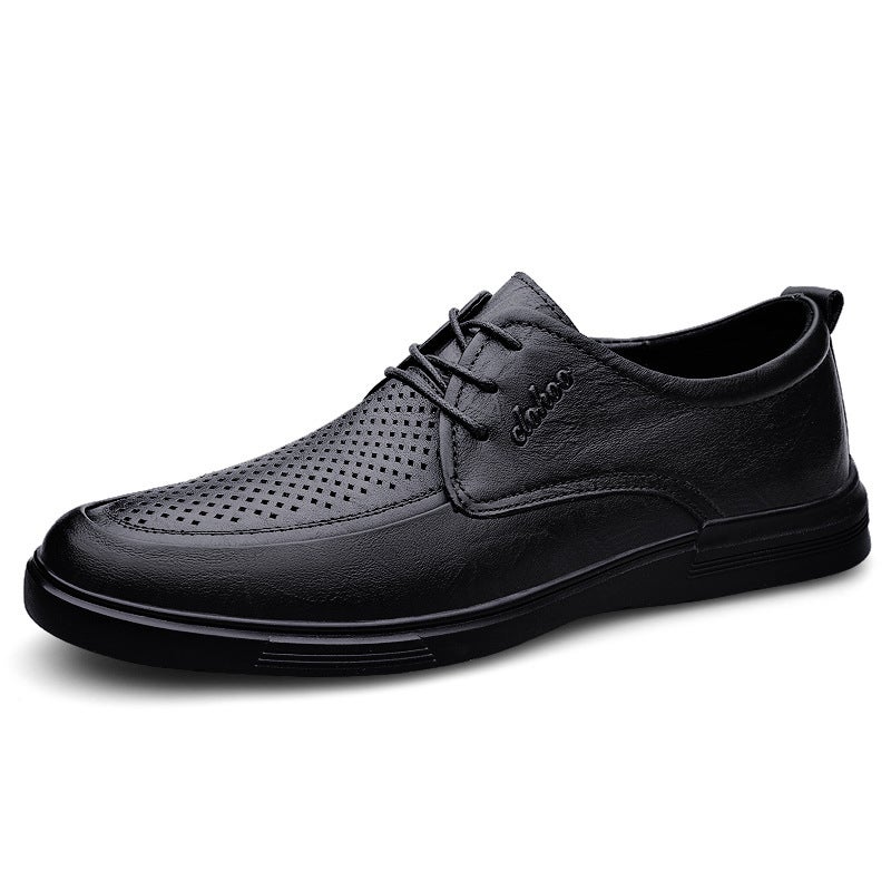 Plus Size 46 Business Casual Leather Shoes Men'S Flat Driving Shoes Four Seasons Lace-Up Professional Work Shoes Cowhide Men'S Shoes - Image 1