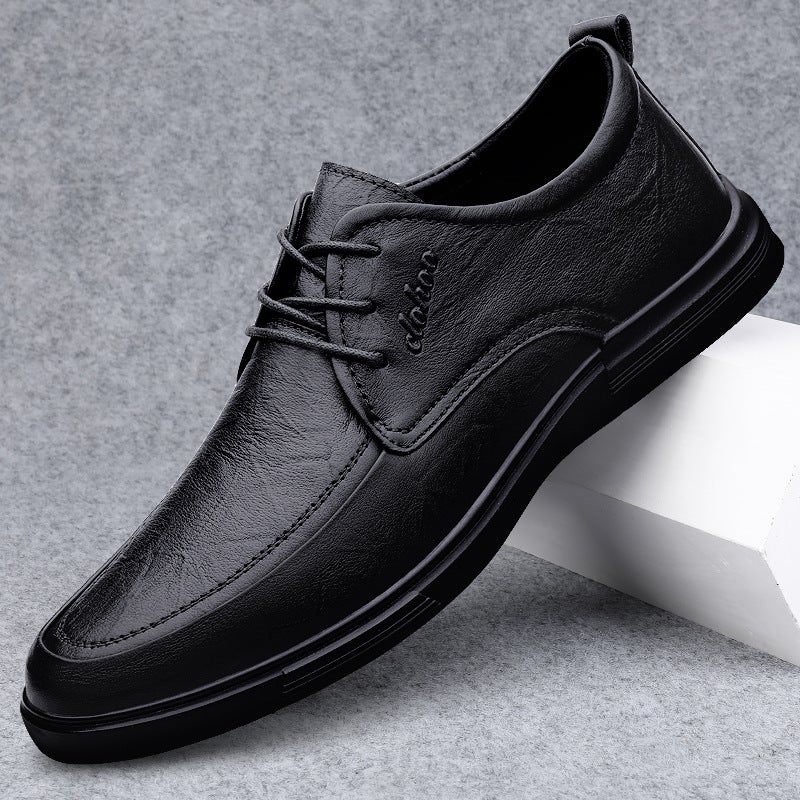 Plus Size 46 Business Casual Leather Shoes Men'S Flat Driving Shoes Four Seasons Lace-Up Professional Work Shoes Cowhide Men'S Shoes - Image 2