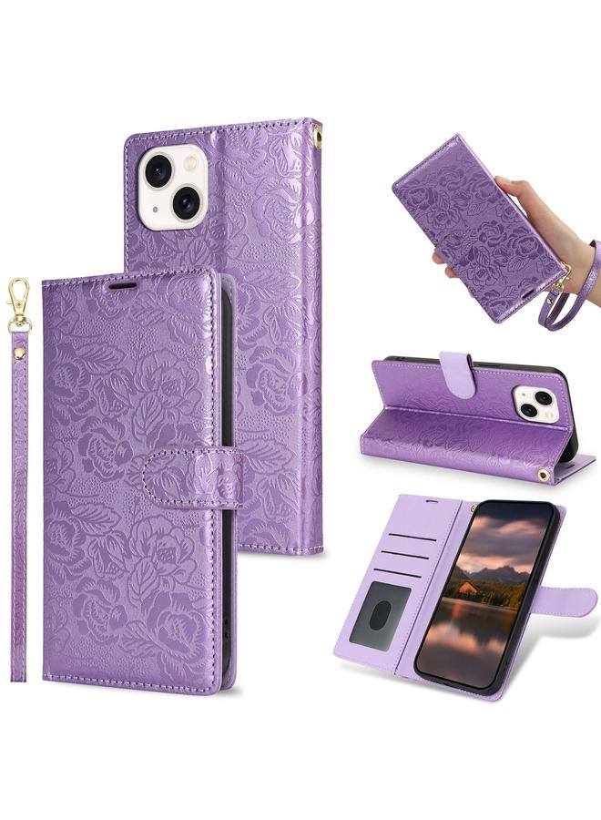 Zaboon Case For iPhone 13 mini Peony Flowers Imprint Leather Phone Case - Image 1