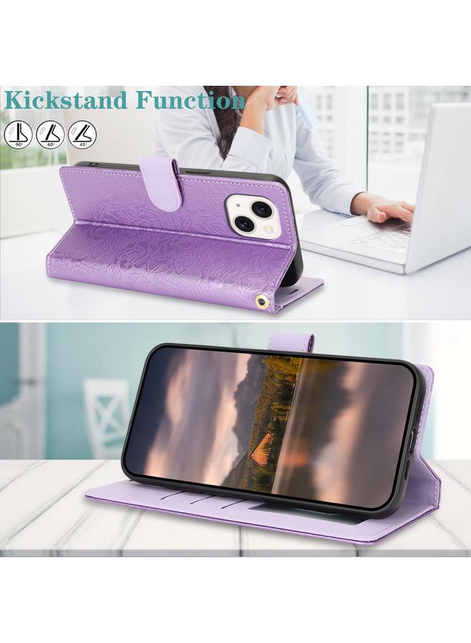 Zaboon Case For iPhone 13 mini Peony Flowers Imprint Leather Phone Case - Image 5