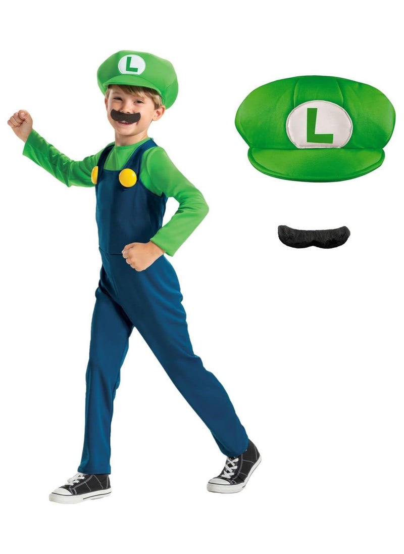 Jorunb - Mario Costume Luigi Costume Set, Luigi Costume, Bros Cosplay Costume, Boys, Girls Outfit for Carnival, Fancy Dress Costumes - Image 1