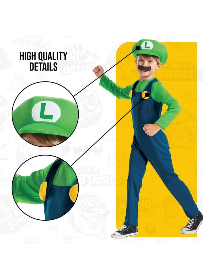 Jorunb - Mario Costume Luigi Costume Set, Luigi Costume, Bros Cosplay Costume, Boys, Girls Outfit for Carnival, Fancy Dress Costumes - Image 1