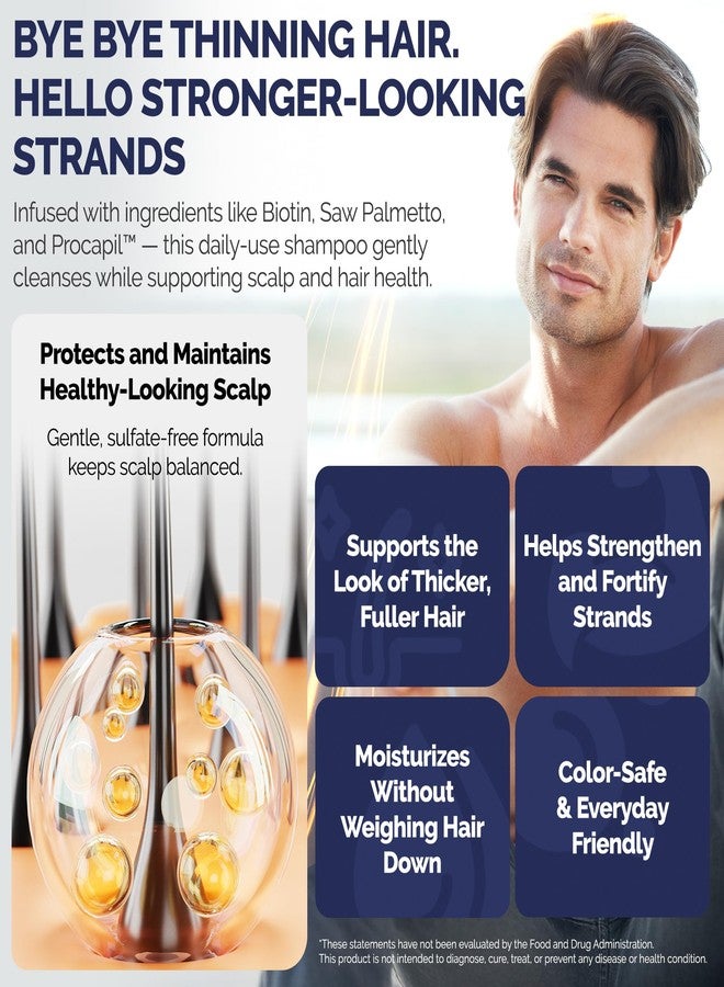 Shiny Leaf Anti-Thinning Peptide Shampoo - Sulfate Free Thickening & Hydrating DHT Shampoo With Biotin, Caffeine & Saw Palmetto, Formulated For Women & Men, Safe For Color-Treated & All Hair Types, 16 fl.oz - Image 3