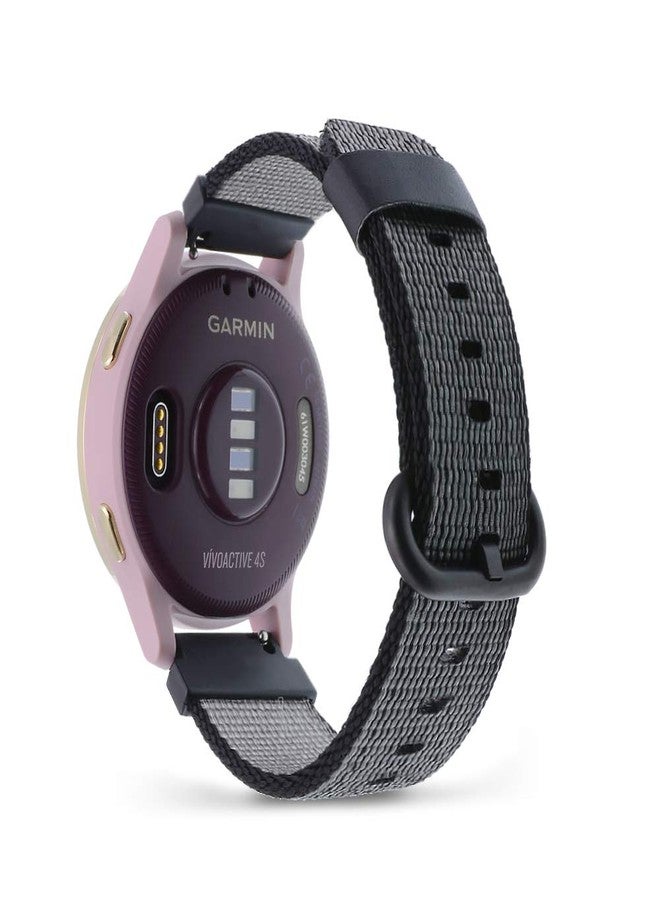 C2D JOY Classic Nylon Weave Band Compatible with Garmin vivoactive 4S Venu 2S/3S Watch Bands Replacement Accessory for Women Strap Quick Release 18mm - (Large) Black - Image 1