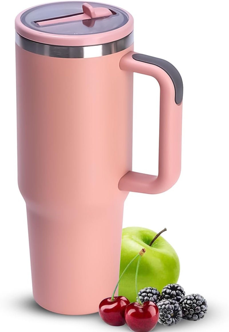 ROEIEIS 1200ml Tumbler with Handle Thermal Stainless Steel 40oz Travel Cup Mug Large Metal Sports Water Bottle Jug Fit Car Cup Holder - Image 1