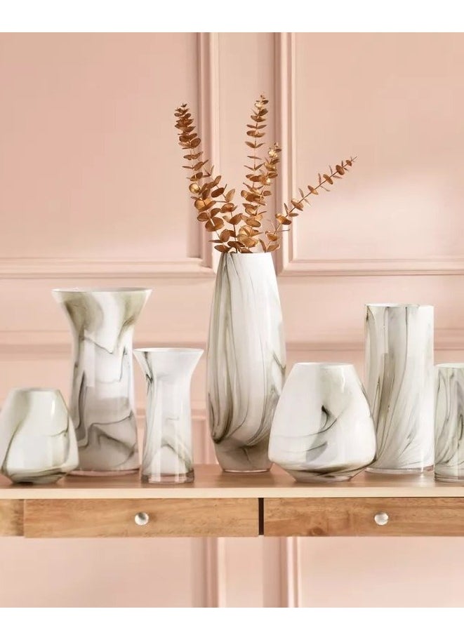 Home Box - Den Milky Glass with Marble Texture Vase - 12.5x30 cm - Image 1