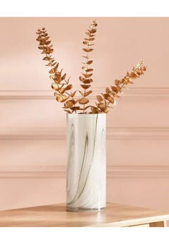 Den Milky Glass with Marble Texture Vase - 12.5x30 cm