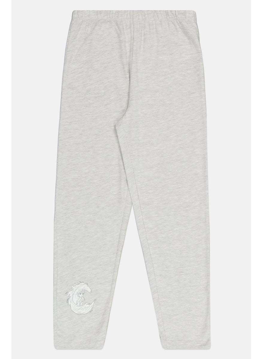 Disney Kids Girl 2 Pieces Frozen Elsa And Anna Pajama Set, Light Grey  - Image 2