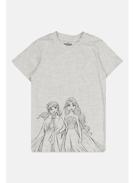 Disney Kids Girl 2 Pieces Frozen Elsa And Anna Pajama Set, Light Grey  - Image 4