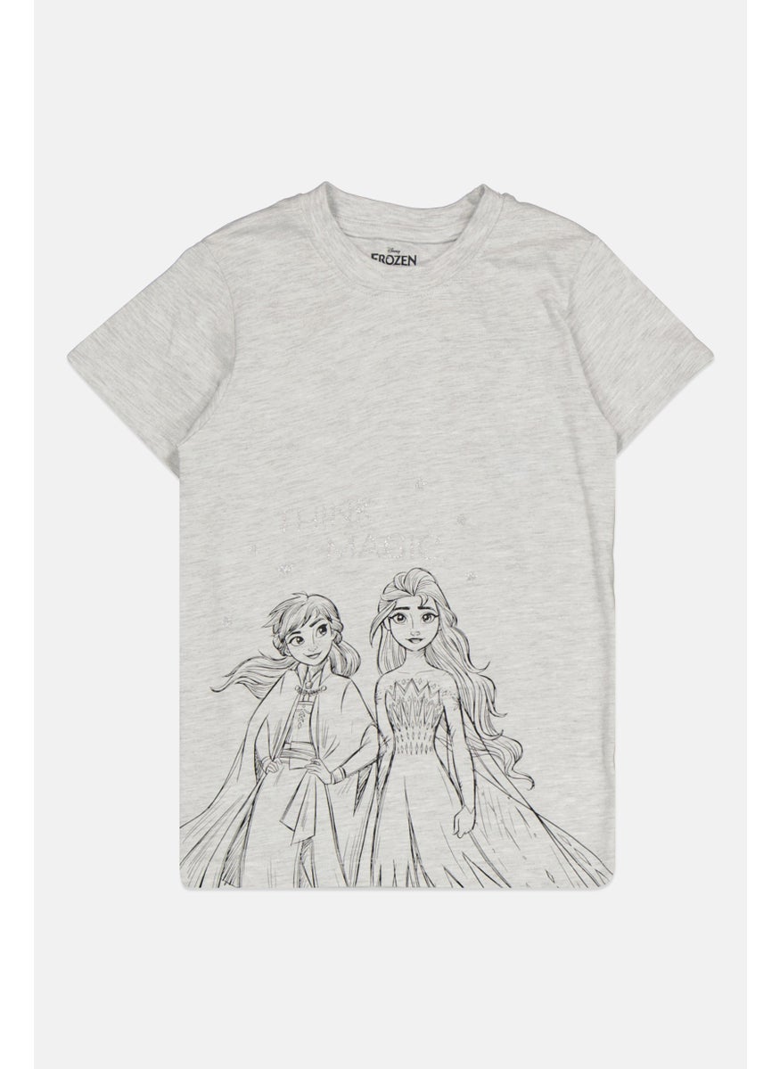 Disney Kids Girl 2 Pieces Frozen Elsa And Anna Pajama Set, Light Grey  - Image 4