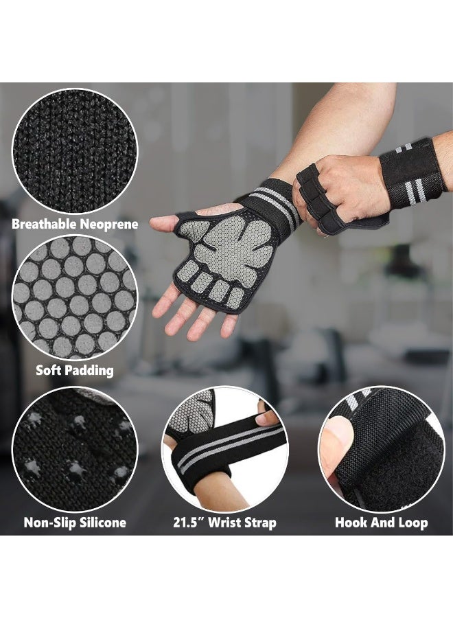 DEXO قفازات تمارين ورفع الأثقال XL للرجال والنساء - قبضة غير قابلة للانزلاق، دعم معصم قابل للتعديل، قفازات تدريب خفيفة الوزن وقابلة للتنفس لتمارين المنزل وإكسسوارات اللياقة البدنية - Image 5