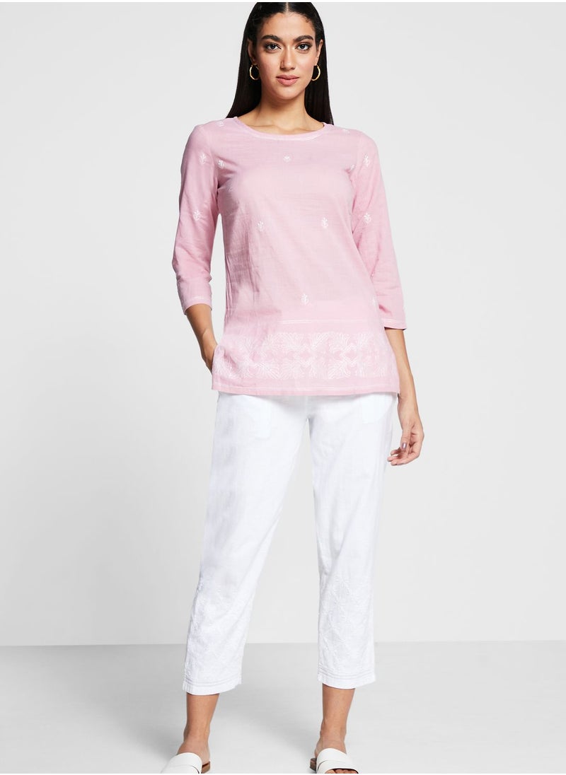 Fabindia - Cotton Chikankari Short Kurta - Image 1