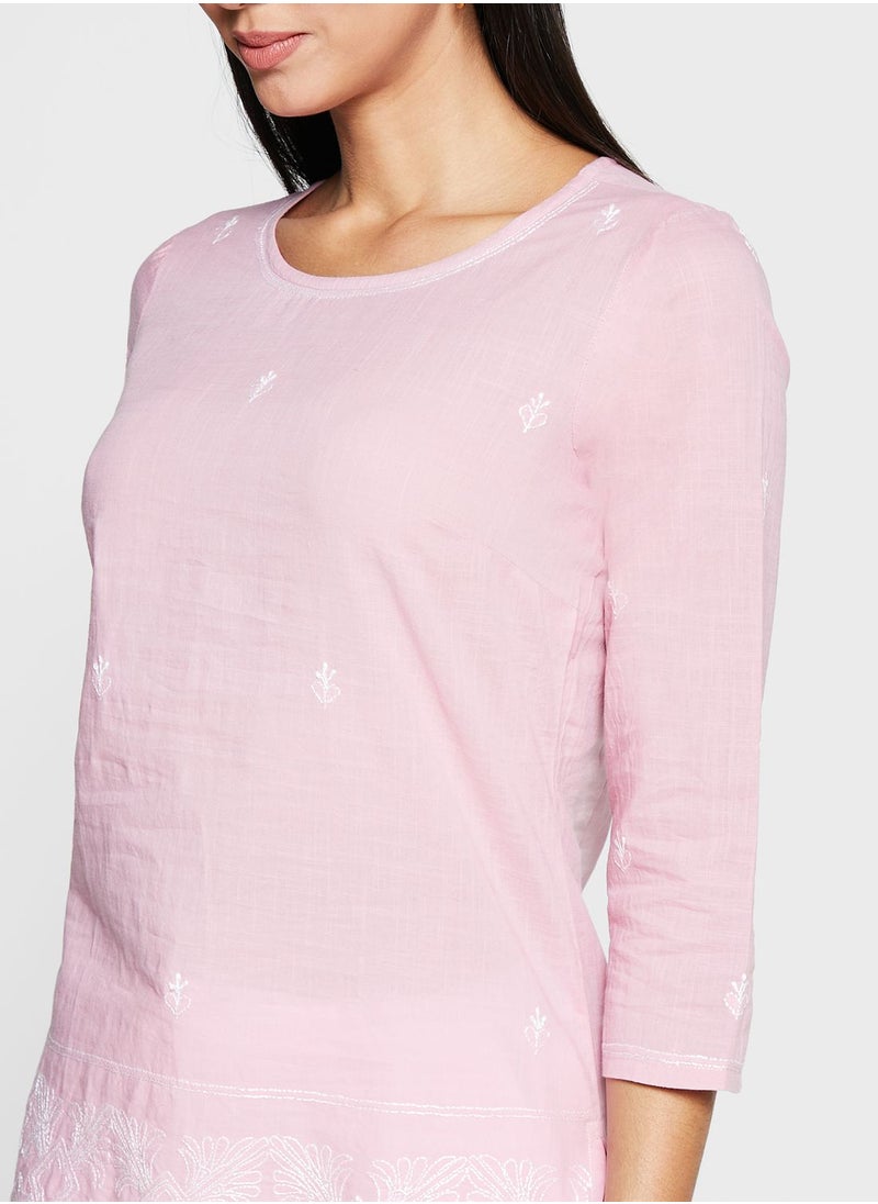 Fabindia - Cotton Chikankari Short Kurta - Image 1