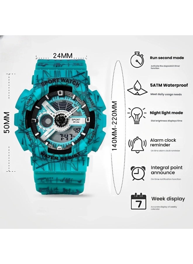 beteno Watch for Men Digital Sports Watch, LED Light Large Analog Digital Display Waterproof Watch with Alarm Stopwatch Hourly Chime Multi-Function Wrist Watches - Image 5