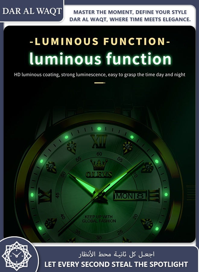 أوليفز ساعة OLEVS عصرية جديدة للرجال كوارتز بتقويم مزدوج مقاومة للماء مع إضاءة ليلية - Image 5