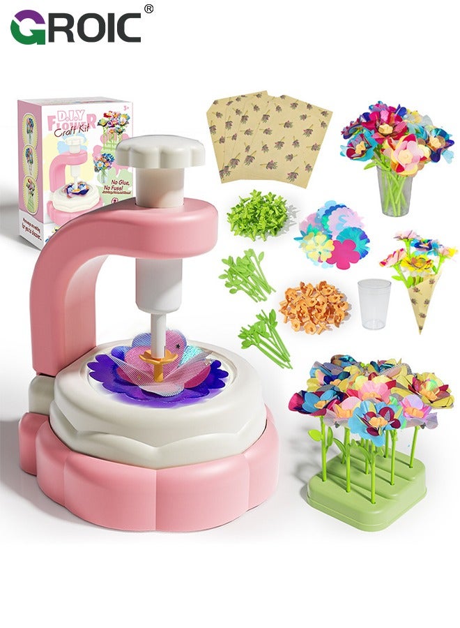 GROIC Fabric Flower Bouquets Toys,Arts and Crafts for Kids,DIY Flower Making Kit, Creative Arts and Crafts for Kids,Preschool Educational Toys for Building Your Flower Bouquet - Image 1