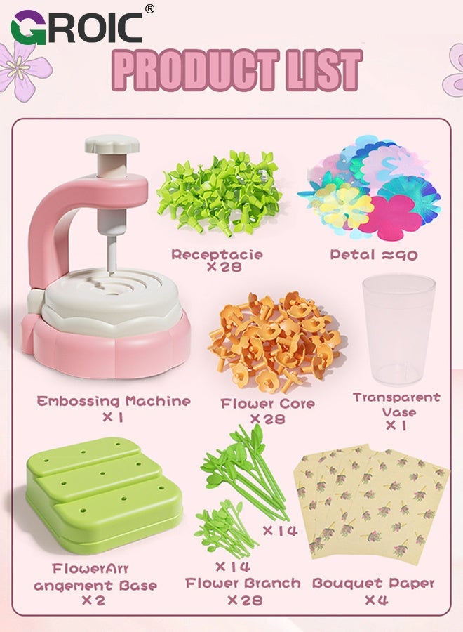 GROIC Fabric Flower Bouquets Toys,Arts and Crafts for Kids,DIY Flower Making Kit, Creative Arts and Crafts for Kids,Preschool Educational Toys for Building Your Flower Bouquet - Image 3