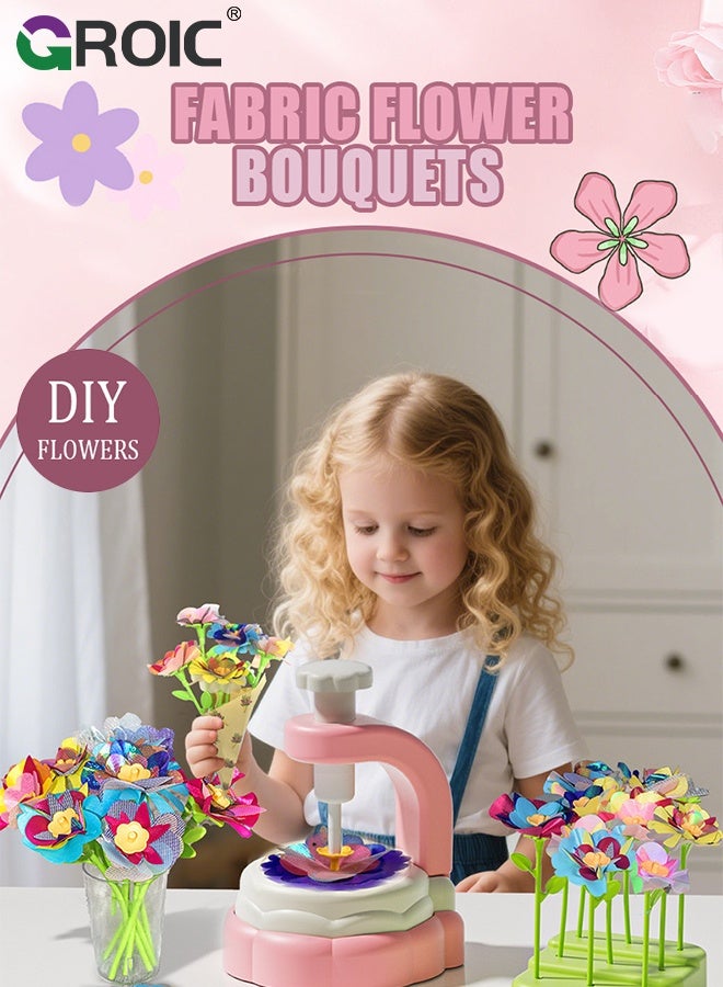 GROIC Fabric Flower Bouquets Toys,Arts and Crafts for Kids,DIY Flower Making Kit, Creative Arts and Crafts for Kids,Preschool Educational Toys for Building Your Flower Bouquet - Image 2