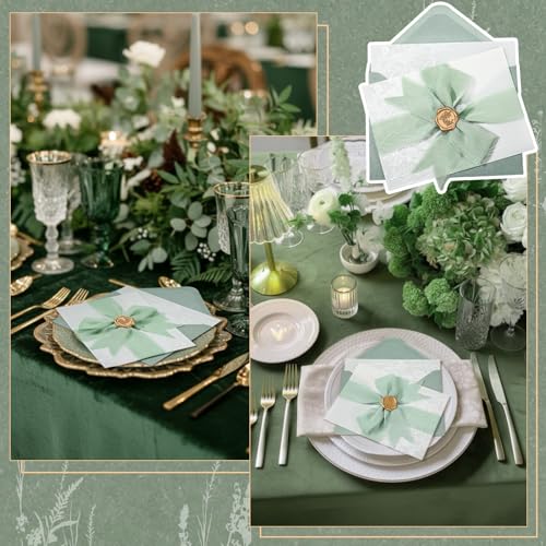 YooNotee 50 Set Wedding Invitation Kit Wedding Vellum Jackets Bulk for 5x7 Sage Green Envelope Liners Gold Wax Seal Stickers Invitation Accessories for Bridal Invite Baby Shower DIY Craft (Wildflowers) - Image 5