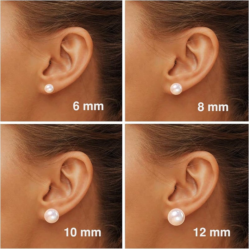 EFTKOY 18K Gold Plated 925 Sterling Silver Shell Pearl Stud Earrings,Hypoallergenic to Sensitive Ears - Image 5